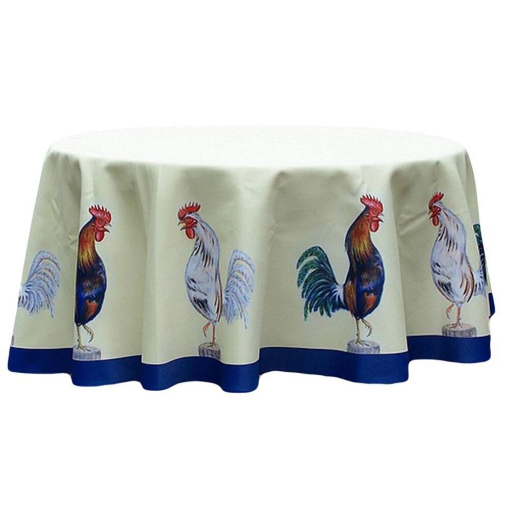Betsy Drake Rooster 68 Inch Round Table Cloth